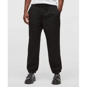 NWT Macy's Mode of One Men's Wool Textured Joggers Black Tweed Knit Drawstring L